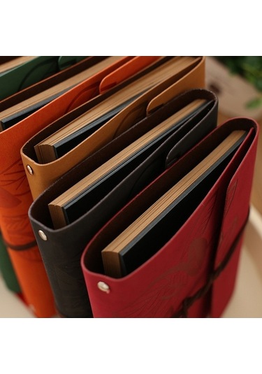 Tongxida Pu Deri Antik Kraft Kağıt Albümler Bordo, Vintage Fotoğraf Defteri