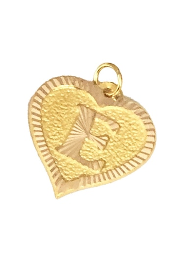 0.25 Gram 14 Ayar E Harfi Kalp Kolye Ucu