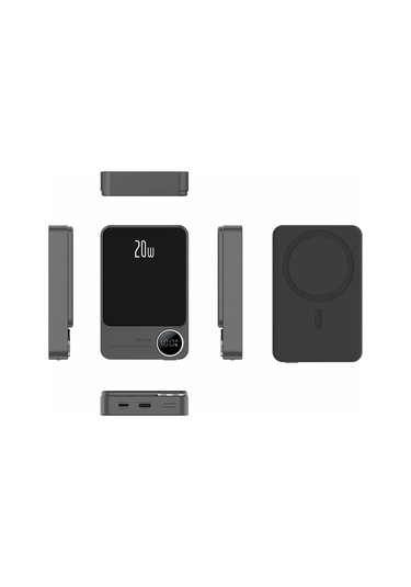 Yifomall 10000mah Metal Ultra İnce Magsafe Mıknatıslı Power Bank - Pd20w Çift Yönlü Hızlı Şarj, Akıllı Led Ekranlı, Gri