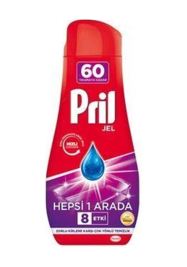 Pril Hepsi Bir Arada 8 Etki Jel Bulaşık Makinesi Deterjanı 60 Yıkama 1080 ML