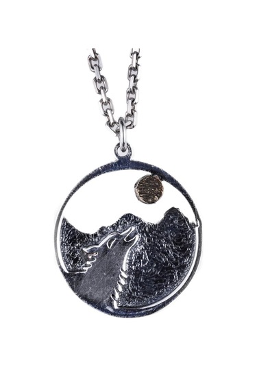 925 Ayar Gümüş Uluyan Kurt Kolye, Dağ Ve Ay Tasarımı, Hayvan Severler İçin Doğa İlhamlı Takı Gümüş