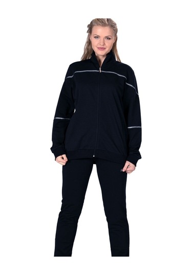 Fantasy Kadın Fermuarlı Büyük Beden Lacivert Eşofman Takım 201802
