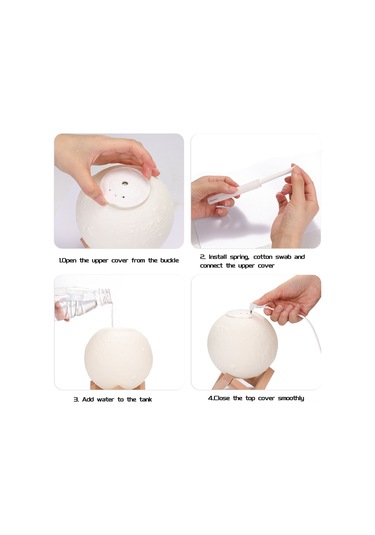 Skycity Ev Ve Araba Kullanıma Uygun Usb Lunar Led Gece Lambası - 880ml Hava Nemlendirici, İnce Atomizasyon, Otomatik Kapatma Özelliği