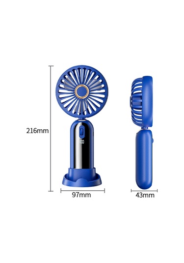 F188 Taşınabilir Usb Şarj Edilebilir Soğutma Fanı 100 Rüzgar Hızı El Tipi Yaz Fanı - Mavi Mavi