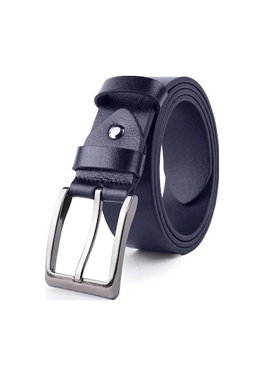 Hakiki Deri Kot Kumaş Kanvas Pantolona Uyumlu Kemer Lacıvert