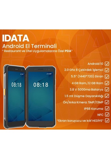 Idata El Terminal Android 5.5" T1 Lite Restaurant Ve Otel Uygulamalarına Özel Pda