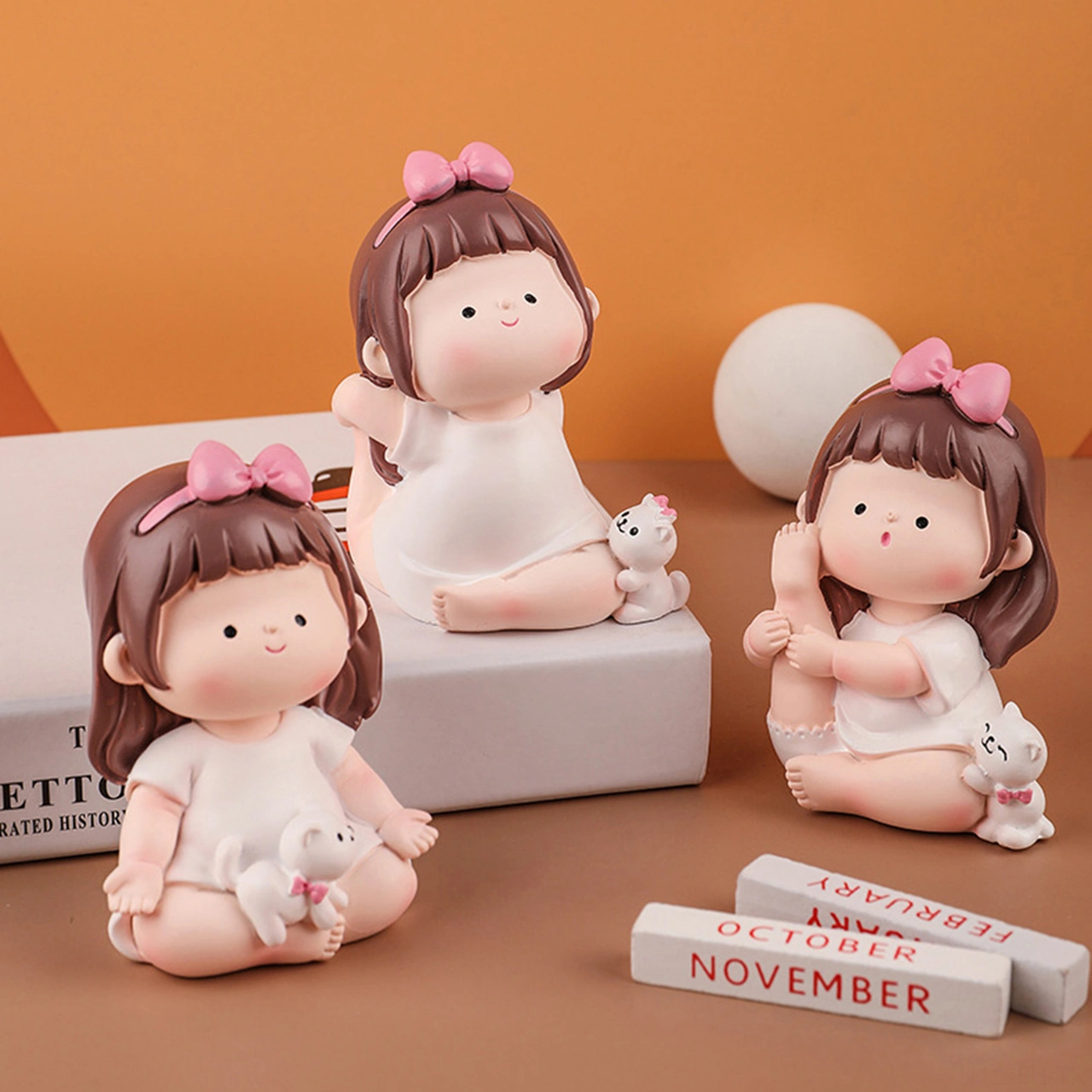 Folinda Yoga Pratiği Yapıyor Kumral Kız Figürü, Resin Materal, Ev Dekorasyonu, Masaüstü, Araba, Çocuk Odası, Hediye İçin Zevkli Figür