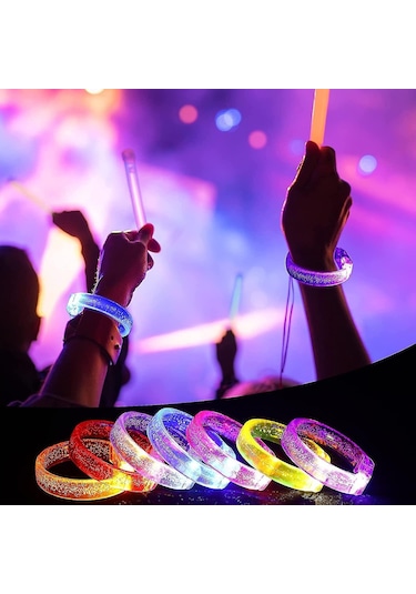 Led Işıklı Pilli Işıklı Rengarenk Kalın Bileklik Işıklı Bilezik Karışık Renk 1 Adet 4434