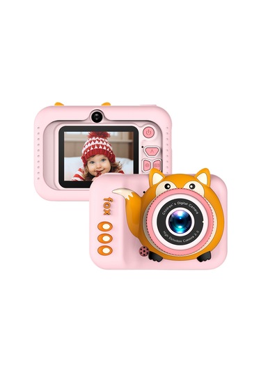 Vkemall Kız Çocukları İçin 20mp Çift Kameralı 720p Video Çekici, 2.0 İnç Ekran, 4x Zoom, Dahili Pil,  Oyuncak Kamera Pembe