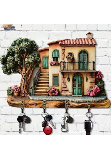 Ahşap Anahtarlık Ve Dekoratif Duvar Panosu, 4 Askılı 0024