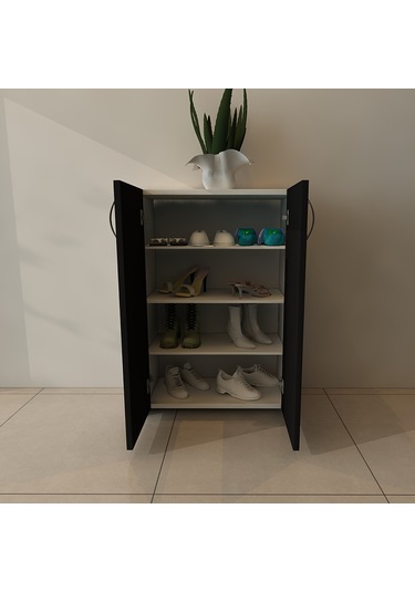 Moonlife Turna 4 Raflı Ayakkabılık Siyah