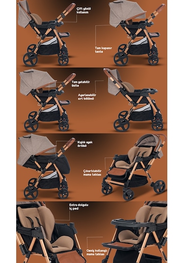 Baby Home 810 Ayrılıp Birleşebilen Çift Yönlü İkiz Bebek Arabası