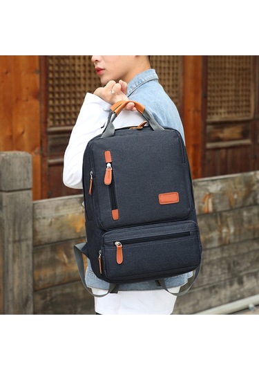 Aubyhe Dışarıda Seyahat İçin Bilgisayar Çantası Seti - Mavi Nilon 3'lü Çanta Takımı Sırt Çantası + Orta Çanta + Küçük Cüzdan MAVİ