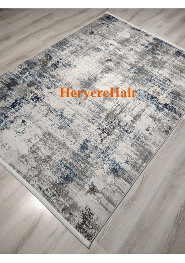 Lagos Lgs 09 Cream Blue Hav Toz Vermez Modern Makine Halısı