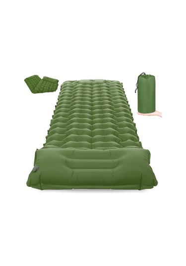 Tomshoo Ultra Hafif Dahili Pompalı Yastıklı Kamp Şişme Yatağı Yeşil