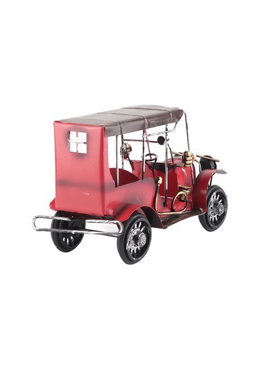 Kangvka Kırmızı Gümüş Teneke Retro Araba Modeli - Ev Dekorasyonu, Hediye, Nostaljik Masaüstü Aksesuarı