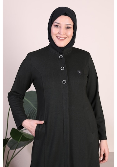 Kadın Büyük Beden 3 Düğmeli Pardesü 001