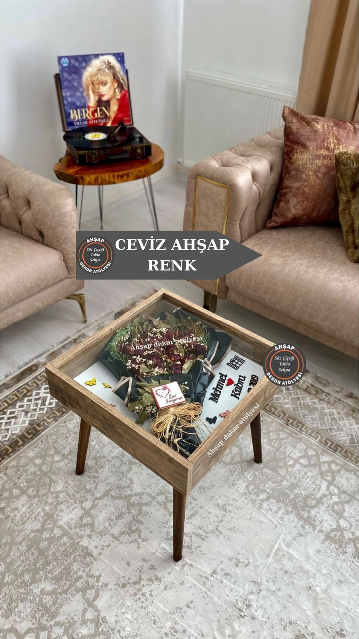 Ahsen Ahşap Buket Anı Sehpası Cevizb