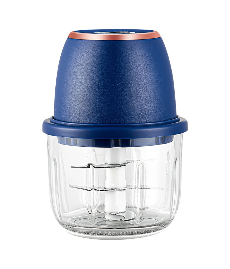 Kangvka Ev Kullanıma Elektrikli Sarımsak Crusher - 350ml Mavi Kalın Cam Kase + 6 Bladeslı Bıçak, Et Ve Sebzeleri Hızlı Çizer Diğer