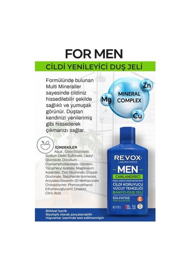 Revox Men Multi Mineral Kompleks Cildi Canlandırıcı Banyo Ve Duş Jeli 400 ML