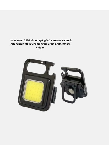 Led Mini Anahtarlık Fener 1000 Lümen Güçlü Işık Ve Usb Type-c Şarjlı Çok Renkli