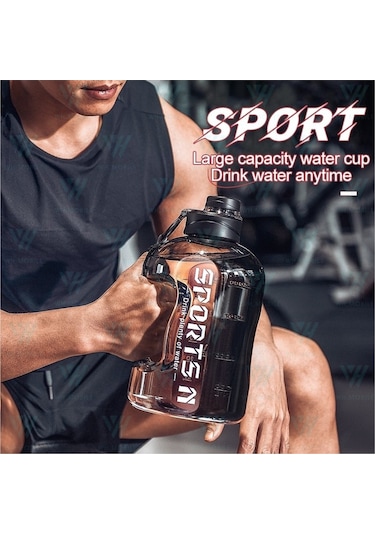 Ww 2.7l Büyük Kapasiteli Pipetli Spor Su Matarası-siyah Siyah