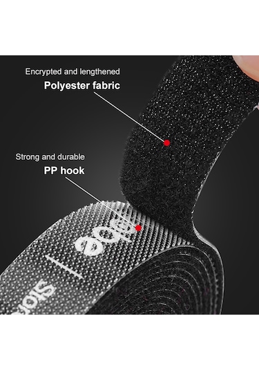 Dux Duıcs Stoyobe Kablo Düzenleyici Yapışkanlı Cırt Bant 3m Siyah