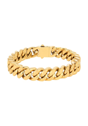 Yystore Erkek Çelik Bileklik Basit Paslanmaz Çelik 20cmx7mm Üç Boyutlu Yönlü Bilezik Tl-0304 Altın - Çelik