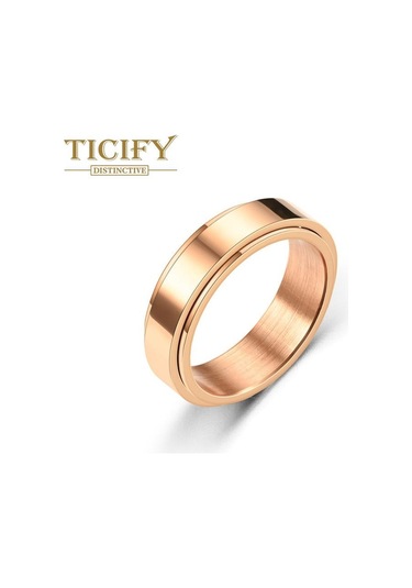 Gül Altın Dönen Dinamik Titanyum Çelik Yüzük Yüzük Kadın Minimalist Yüzük Yüzük 10 Çok Renkli