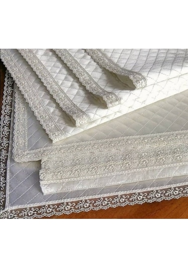 Ceylan Home Dolap İçi Kapitone Güpürlü Raf Örtüsü Beyaz Ve Krem 001