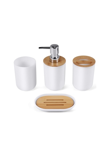 Xurunkeji Banyo Aksesuarları Seti Sabunluk Şişe Bulaşık Tuvalet Diş Fırçası Tutucu Bardak Takımı Beyaz Beyaz
