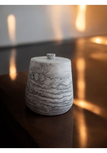 2 Parça Beton Çöp Kovası Banyo Mutfak Tuvalet Wc 18 Cm 4 Litre Kapaklı Kutu Antrasit