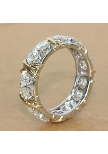 Tam Kübik Zirkonya Cz Çapraz Beyaz Altın Kaplama Yüzük Bayan Düğün Takı Us 8 Beyaz