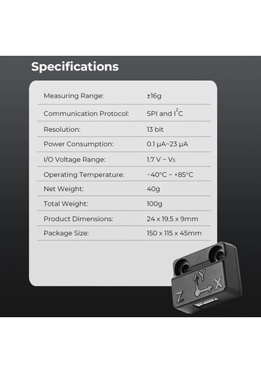 Honmex Creality Adxl345 Titreşim Telafi Sensörü - Doğru Algılama Kontrolü, Titreşim Çizgilerini Azaltır Ender-3 V3 Ke İçin Siyah