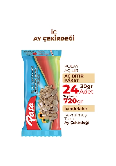 Paşa Kuruyemiş İşlenmiş İç Ay Çekirdeği 24 x 30 G