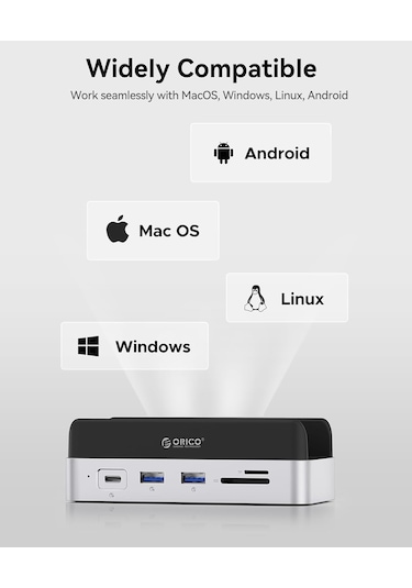 Orico Vs10 Mac Mini 10in1 Dikey Bağlantı Docking Station - M.2 Nvme,hdmı,2.5g Lan,10gbps Type-c Usb-a