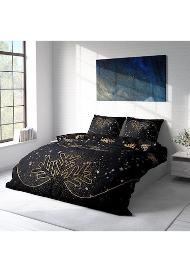 Monohome Yılbaşı Süsü Merry Christmas Çift Kişilik 3D Nevresim Ta (519354419) Siyah