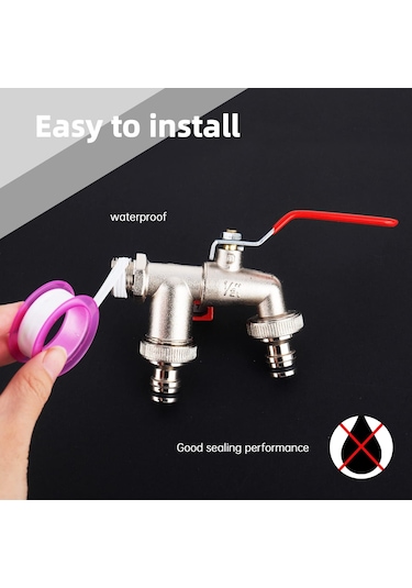 Çift Çıkış Musluğu, 1/2 İnç Ve 3/4 İnç Küresel Vana, Pirinçten Ekru