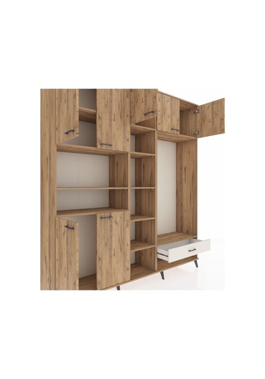 Hyperion Dolap 11 Raflı Tek Çekmeceli 7 Kapaklı 220x44x243 Çam-çam/aytaşı Atlas Çam/aytası