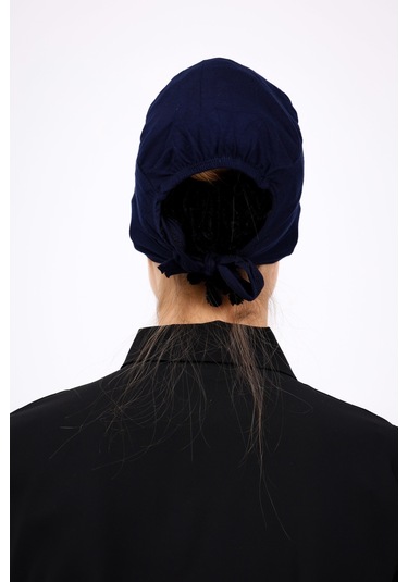 Kaymayan Silikonlu Dikişsiz Bone Lacivert - Kaymaz Kadın Tesettür Bağlamalı İç Bone Lacivert