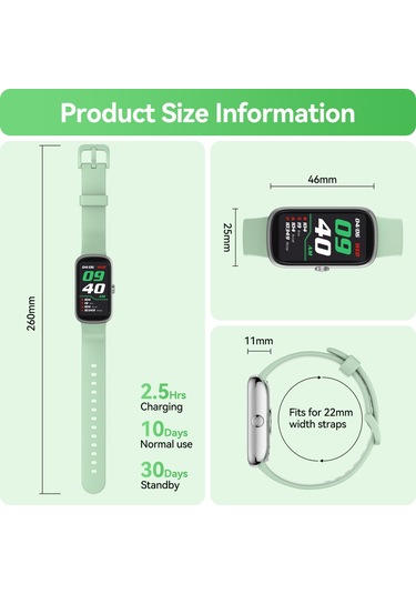 Geeroyoo JZR-GY Kalp Ritmi Uyku Takibi Ip68 Spor İ Adım Ve Kalori Sayacı Yeşil Akıllı Saat (İthalatçı Garantili)
