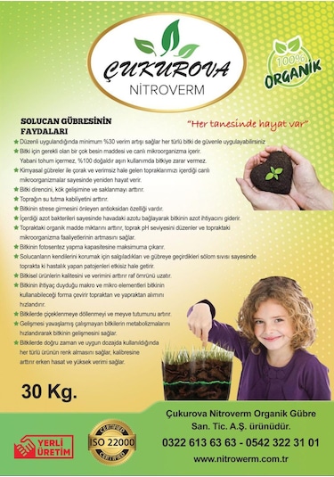 Nitroverm %100 Organik Solucan Gübresi 30 KG