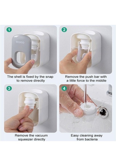 Siyah Otomatik Diş Macunu Dispenseri Toz Geçirmez Diş Fırçası Tutucu Duvara Montaj Standı Banyo Aksesuarları Seti Diş Macunu Sıkacağı Myy Siyah