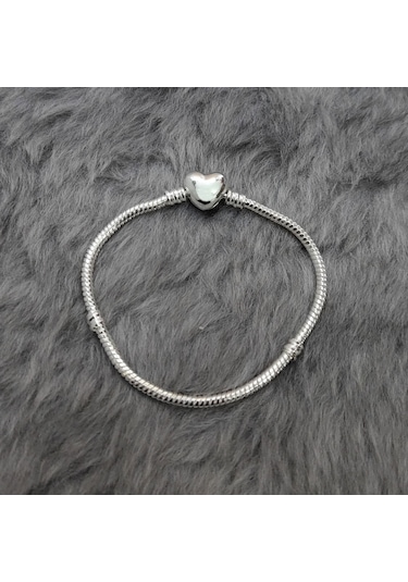 Chavin Gümüş Kaplama 19 cm. Charm Kalp Bileklik eh01by-19 Gri