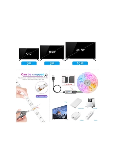 App 5050 Rgb Bluetooth Led Çubuk Işık 1m-30m Dc 5v Usb Led Çubuk Tv Arkaplan Işığı Odası Dekorasyon Led Bant Diyot Esnek Yatak Odası Neon Işık Ir Controller 25m Ir Controller 25m