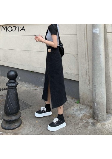 Yaz Kadın Kot Etek Klasik Açık Mavi Yüksek Bel Günlük Kot Bayan Kot Etek Siyah