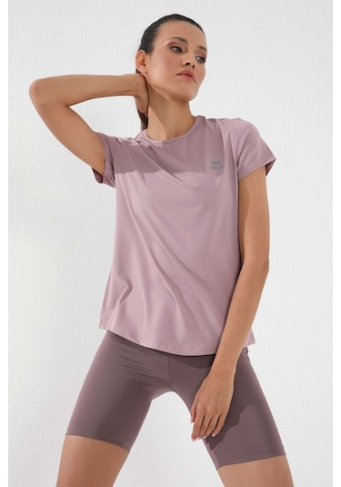 Gül Kurusu Basic Kısa Kol Standart Kalıp O Yaka Kadın T-shirt - 97144 Gül Kurusu