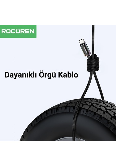 Rocoren Type-c To Usb-a Rgb Aydınlatmalı 3a Hızlı Şarj Ve Data Kablosu 1 Metre