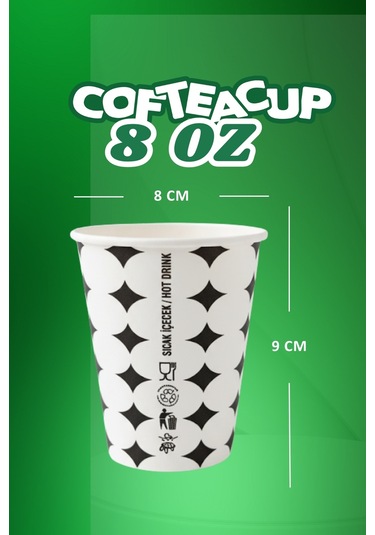 Yıldızlı Karton Bardak 500 Adet 8 Oz - 240 Ml 500