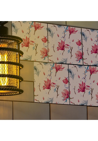 Geekyou 20x20cm Mediterranean Tarzı Pvc Otomatik Yapışkan Duvar Çini Sticker, 10 Adet, Kolay Uygulama Ve Kaldırma, Ev Dekoru İçin Renkli Desenler Diğer